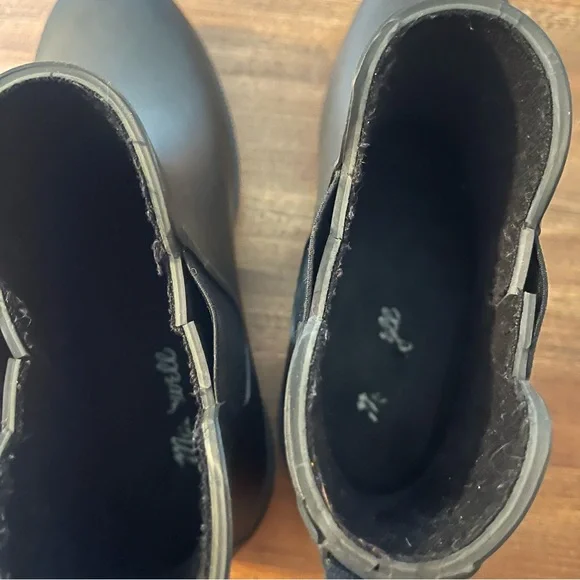 Madewell Chelsea Rubber Rain Boots Sz 8 Black Lug Sole Waterproof Booties - Picture 6 of 6